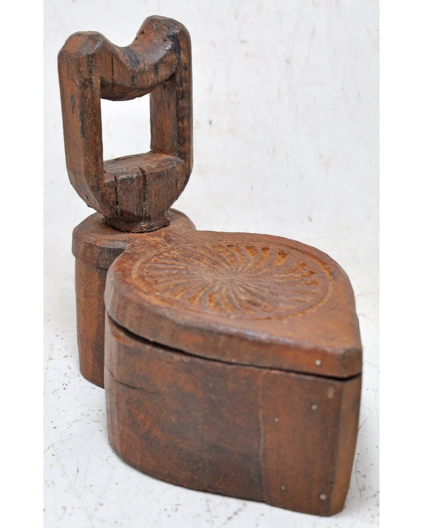 Antique Wooden Kitchenware Spice Box Original Old Fine Hand Carved