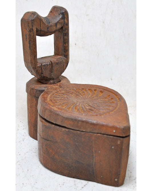 Antique Wooden Kitchenware Spice Box Original Old Fine Hand Carved