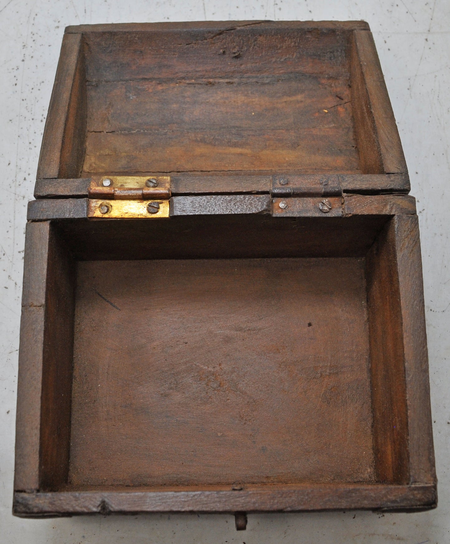 Vintage Wooden Half Round Top Small Storage Box Original Old Metal Fitted