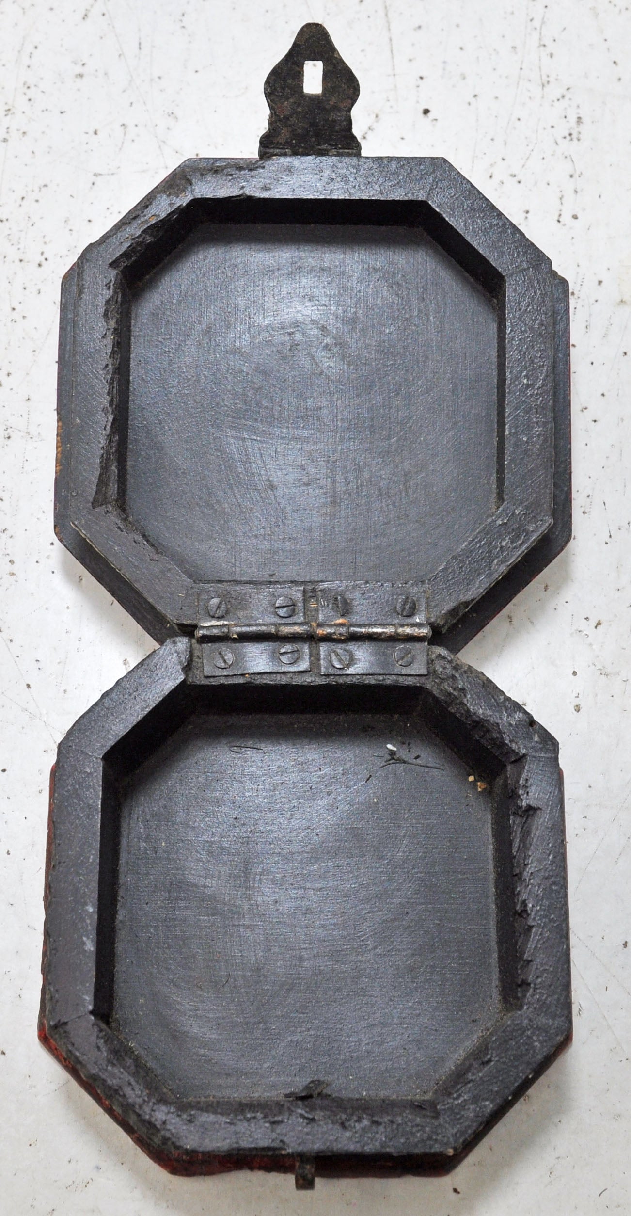 Vintage Wooden Octagonal Small Storage Box Original Old Hand Crafted Painted