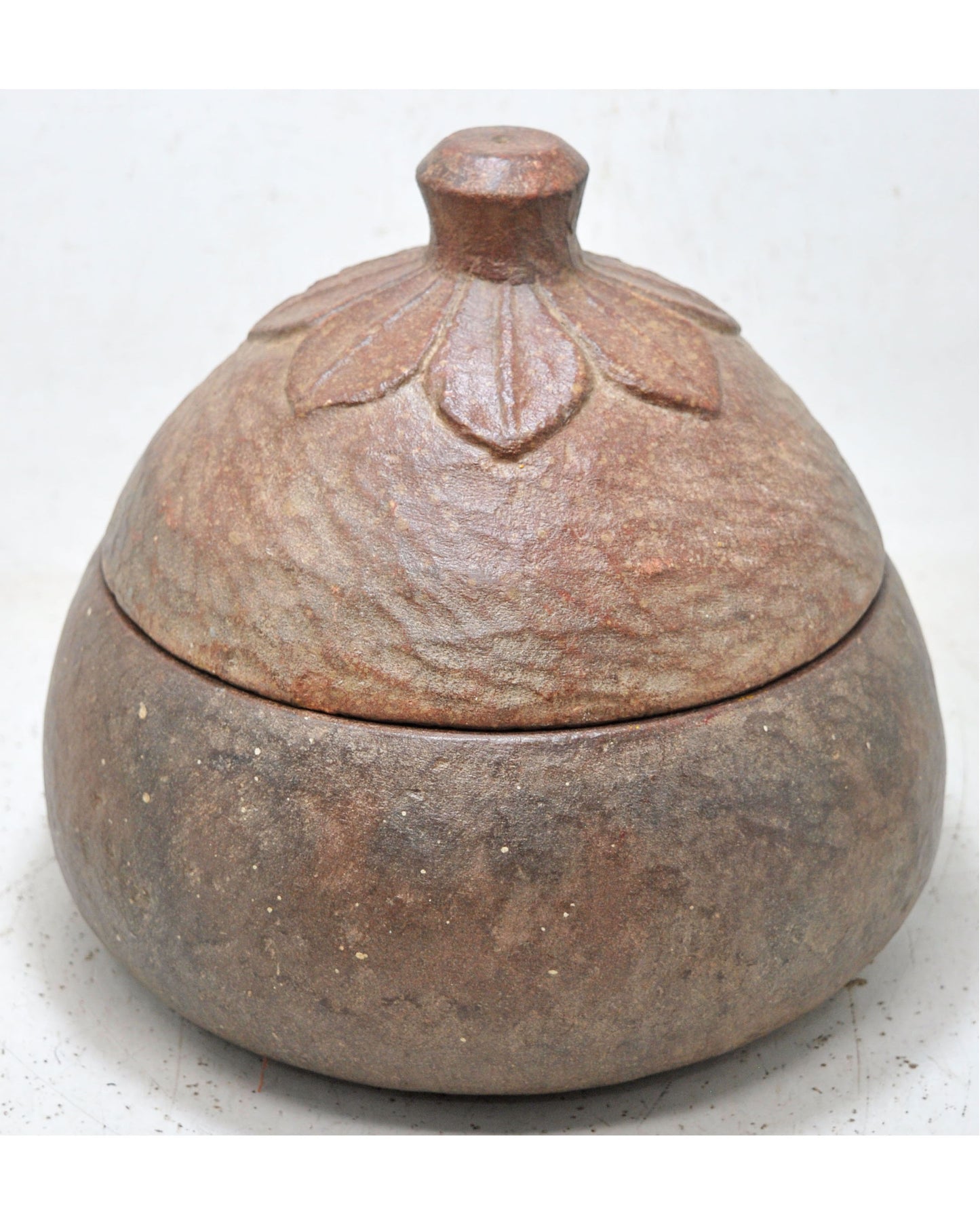 Antique Sand Stone Big Heavy Round Food Box Original Old Hand Carved