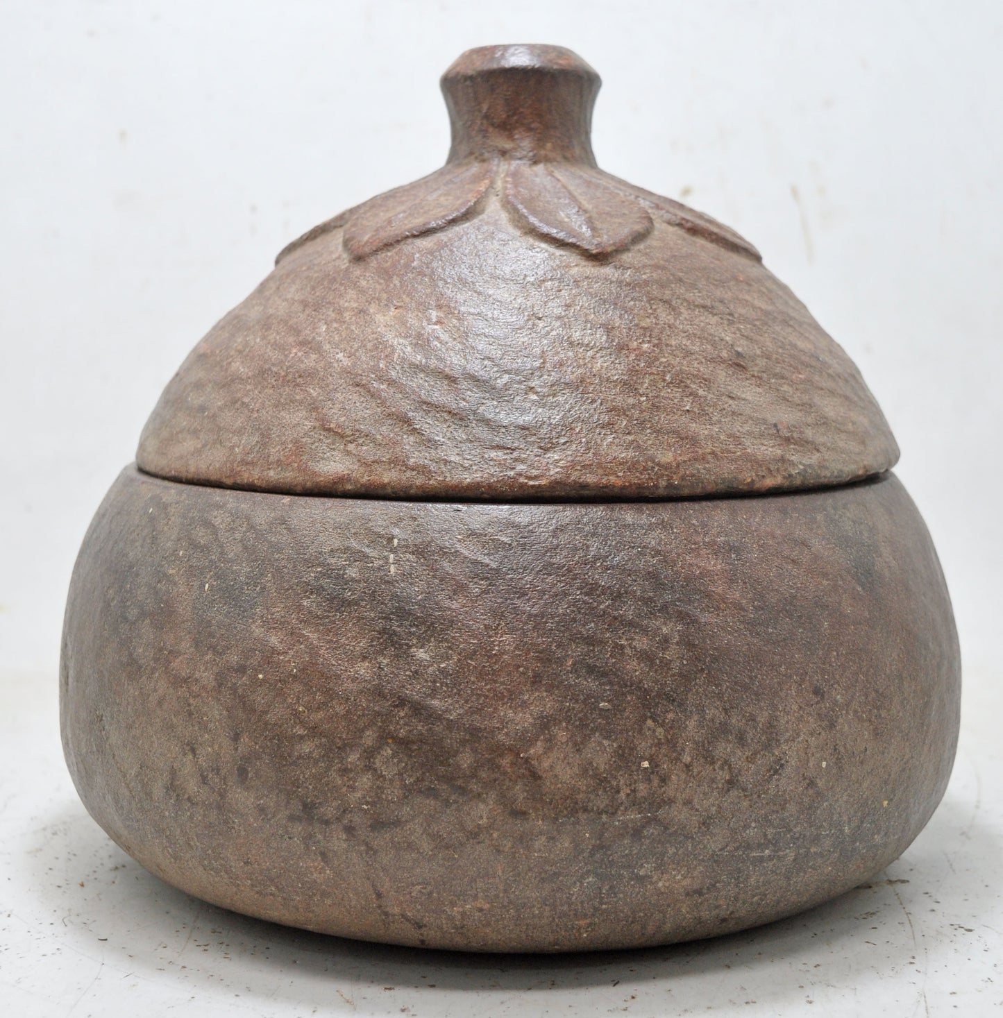 Antique Sand Stone Big Heavy Round Food Box Original Old Hand Carved