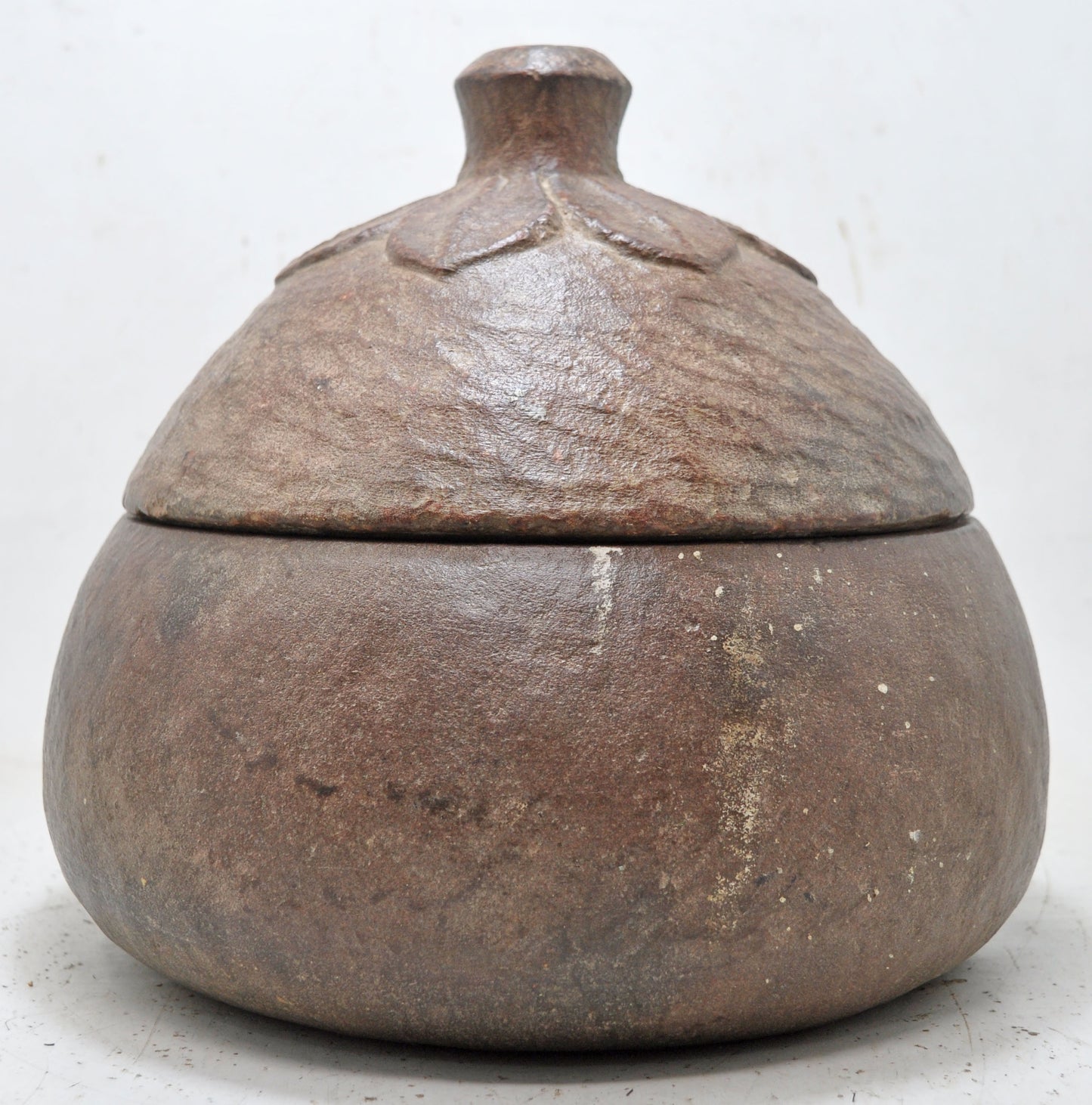 Antique Sand Stone Big Heavy Round Food Box Original Old Hand Carved