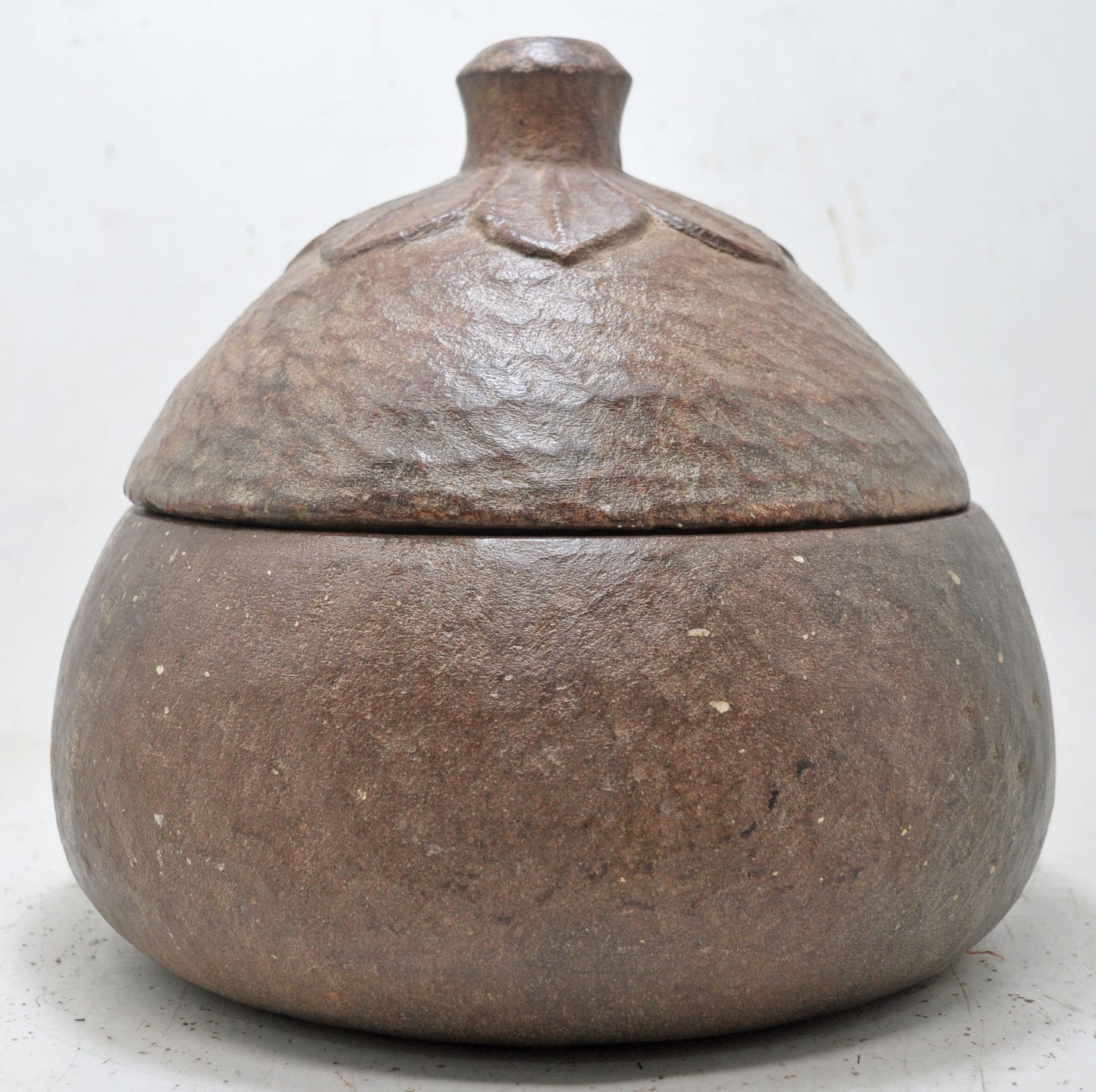 Antique Sand Stone Big Heavy Round Food Box Original Old Hand Carved