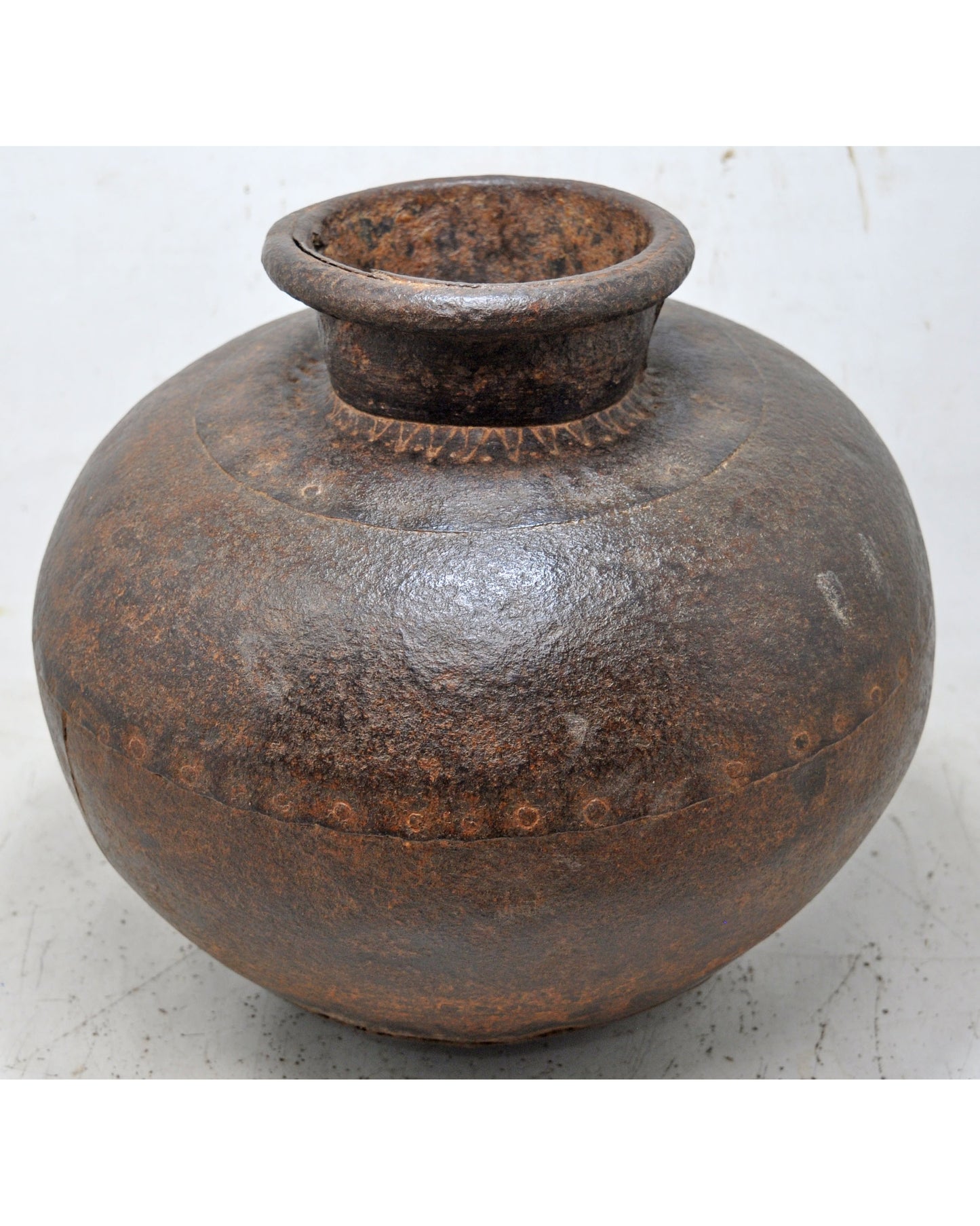 Antique Iron Round Kitchenware Water Matka Pot Original Old Hand Crafted