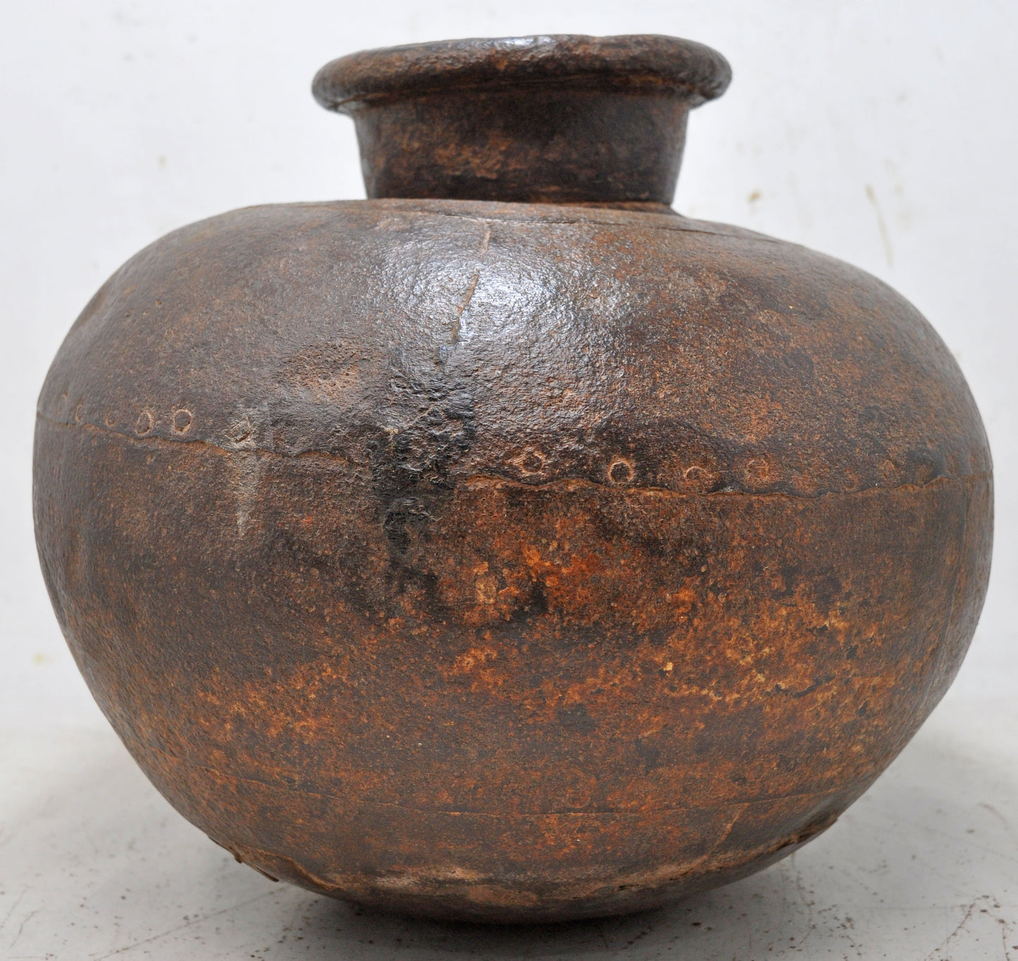 Antique Iron Round Kitchenware Water Matka Pot Original Old Hand Crafted