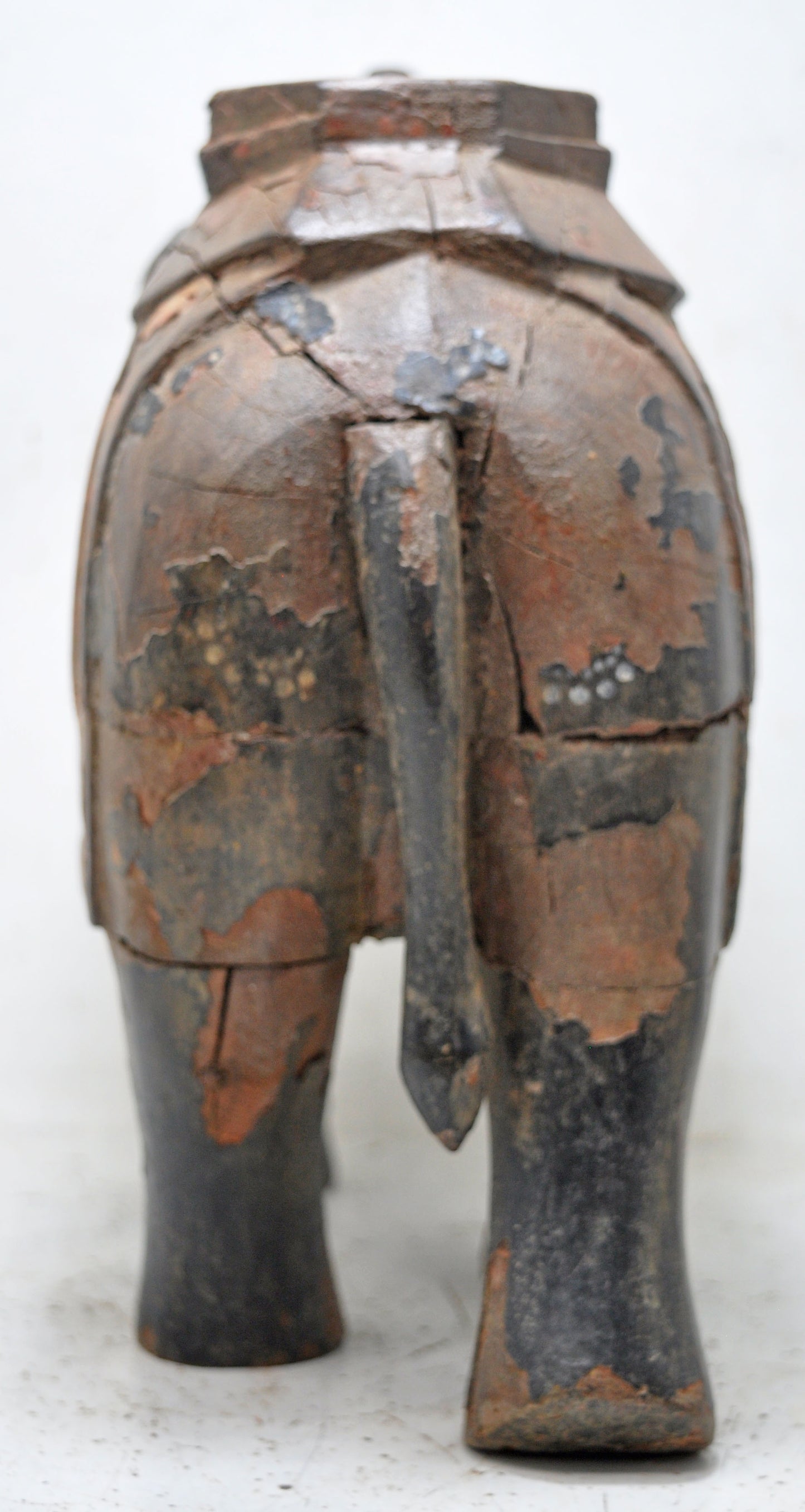 Vintage Wooden Large Heavy Elephant Figurine Original Old Hand Carved Painted