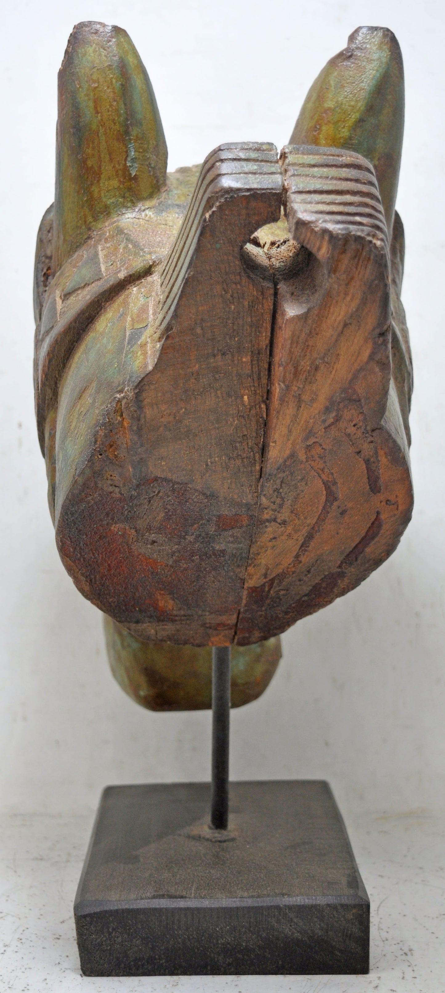 Antique Wooden Horse Head Bust Figurine Original Old Hand Carved