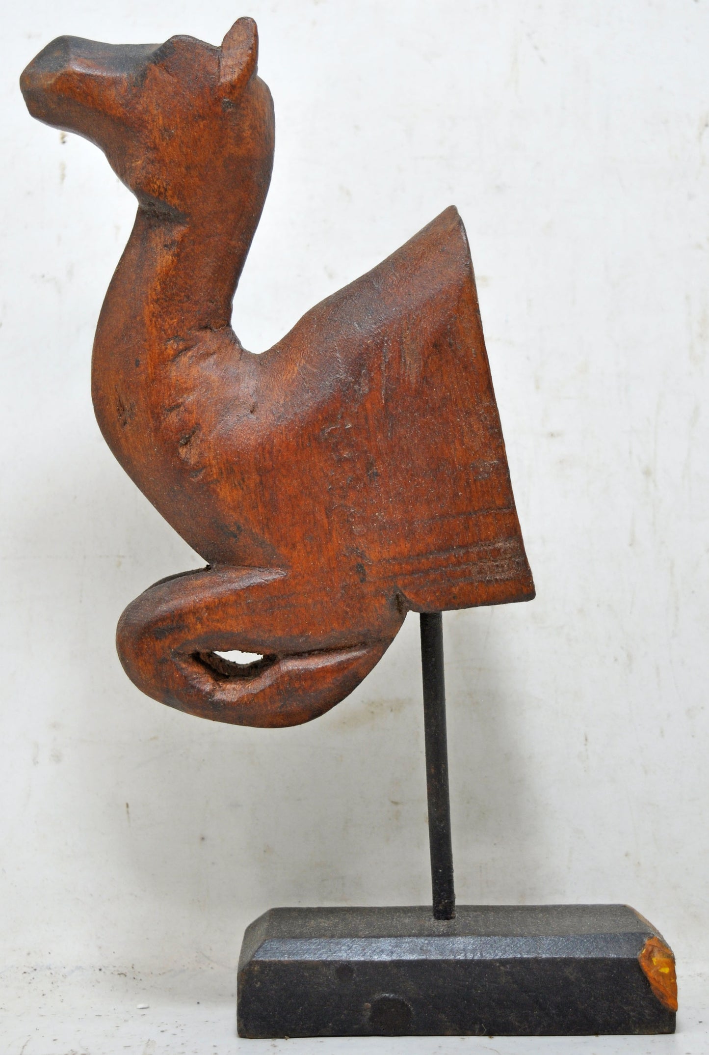 Vintage Wooden Camel Figurine on Stand Original Old Hand Carved