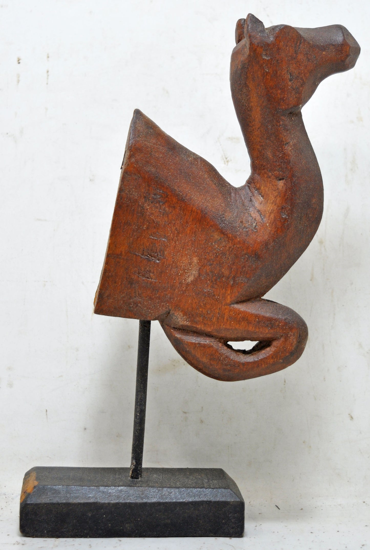 Vintage Wooden Camel Figurine on Stand Original Old Hand Carved