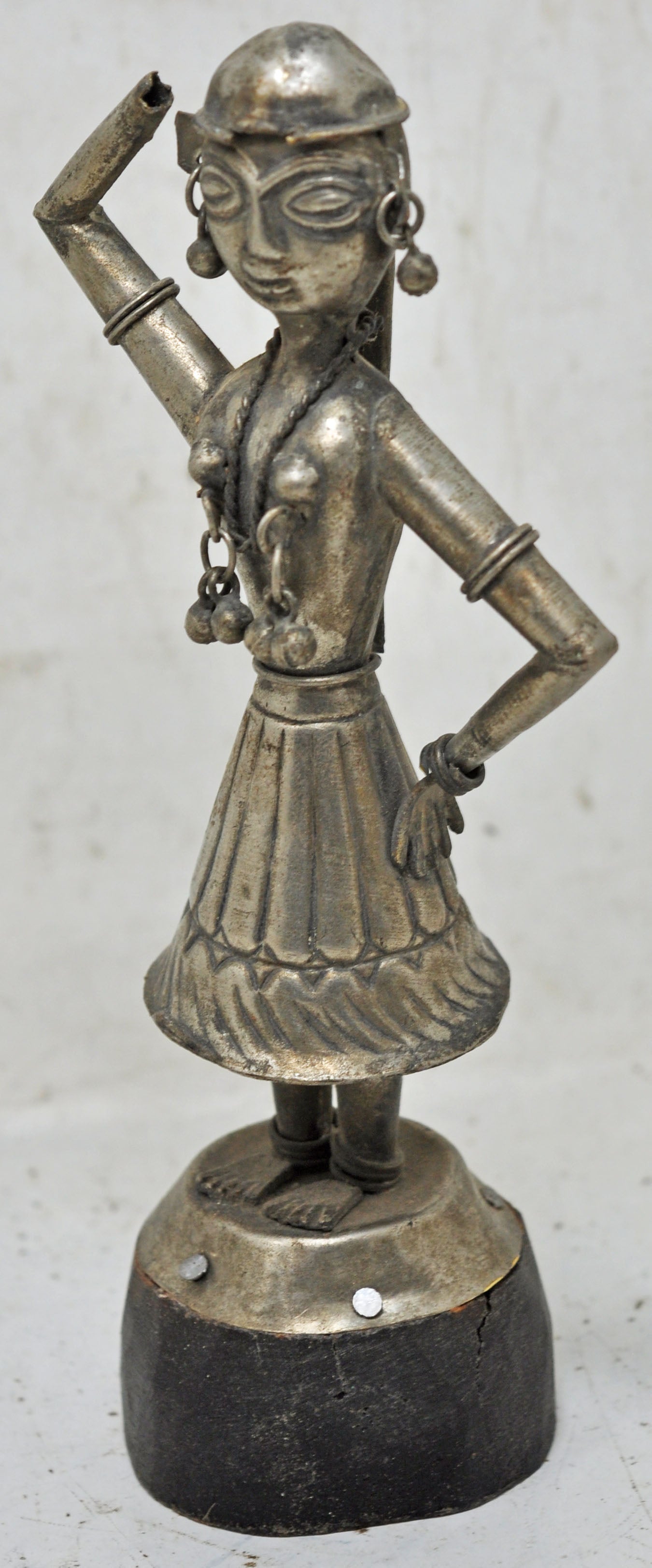 Antique White Metal Dancing Woman Figurine Original Old Fine Hand Carved