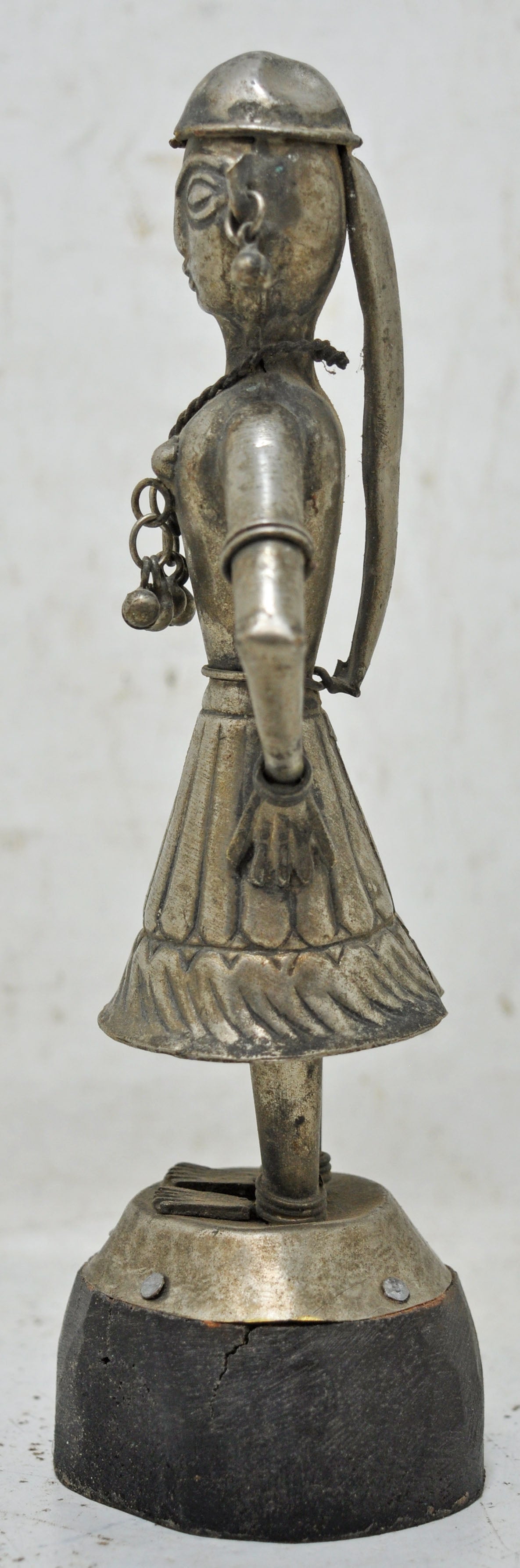 Antique White Metal Dancing Woman Figurine Original Old Fine Hand Carved