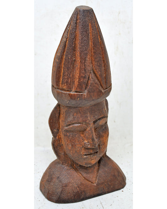 Antique Wooden Half Man Figurine Original Old Fine Hand Carved