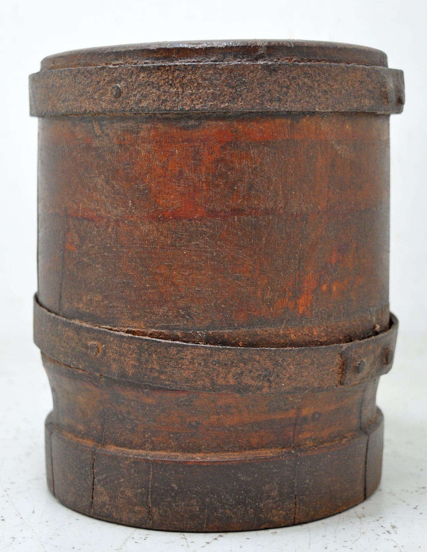 Antique Wooden Round Spice Grinding Ukli Pot Original Old Hand Carved