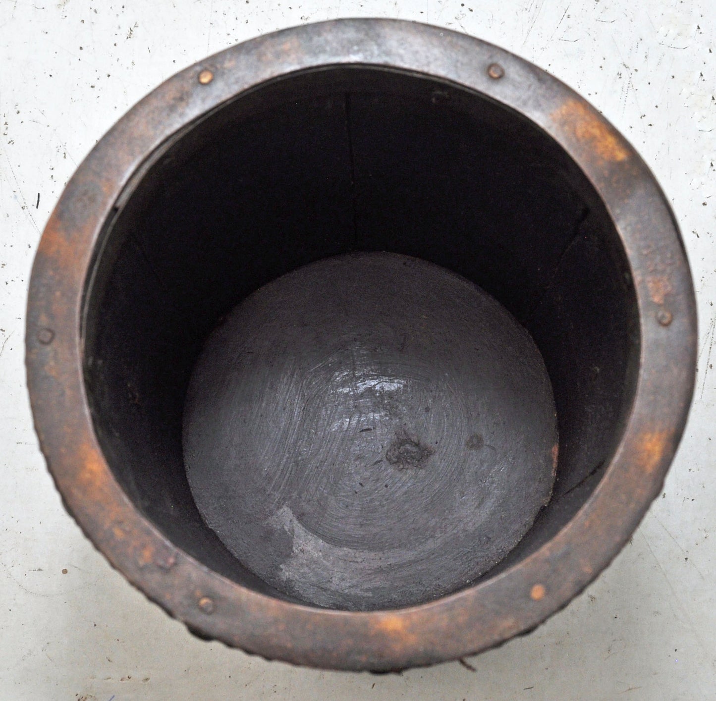 Antique Wooden Round Grain Mesaurement Paili Pot Original Old Brass Fitted