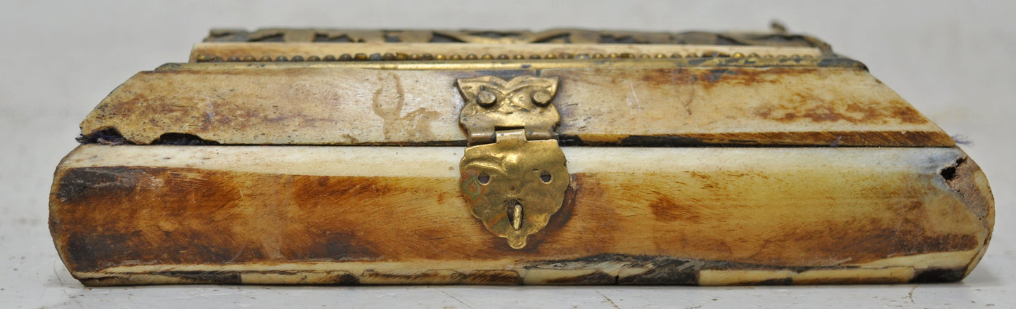 Antique Small Bone Jewellery Box Original Old Fine Hand Crafted