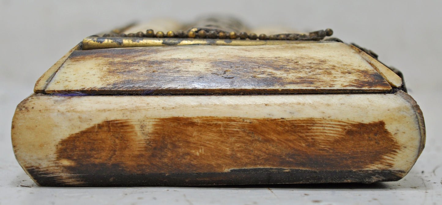 Antique Small Bone Jewellery Box Original Old Fine Hand Crafted