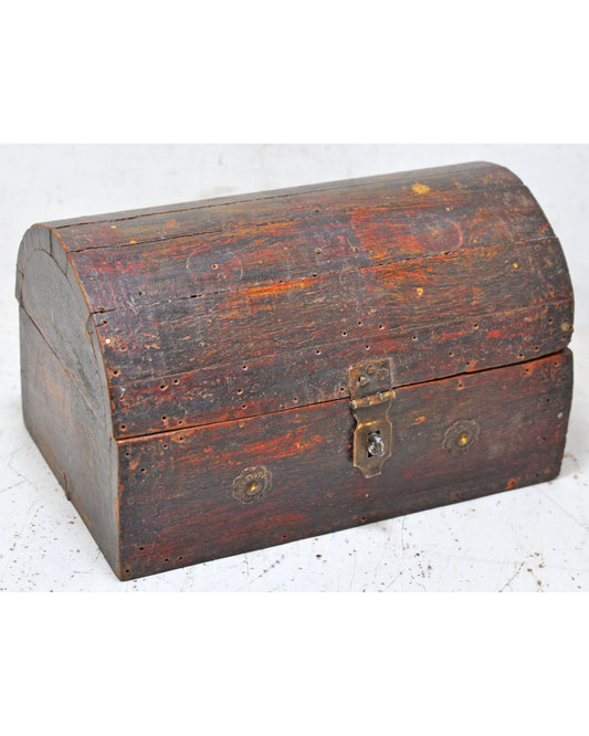 Vintage Wooden Half Round Storage Box Original Old Hand Crafted