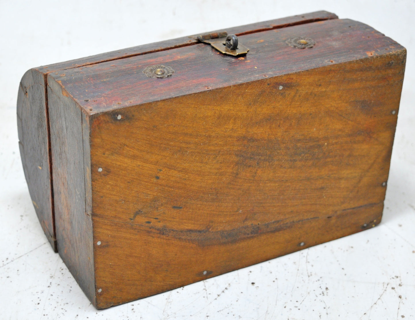 Vintage Wooden Half Round Storage Box Original Old Hand Crafted