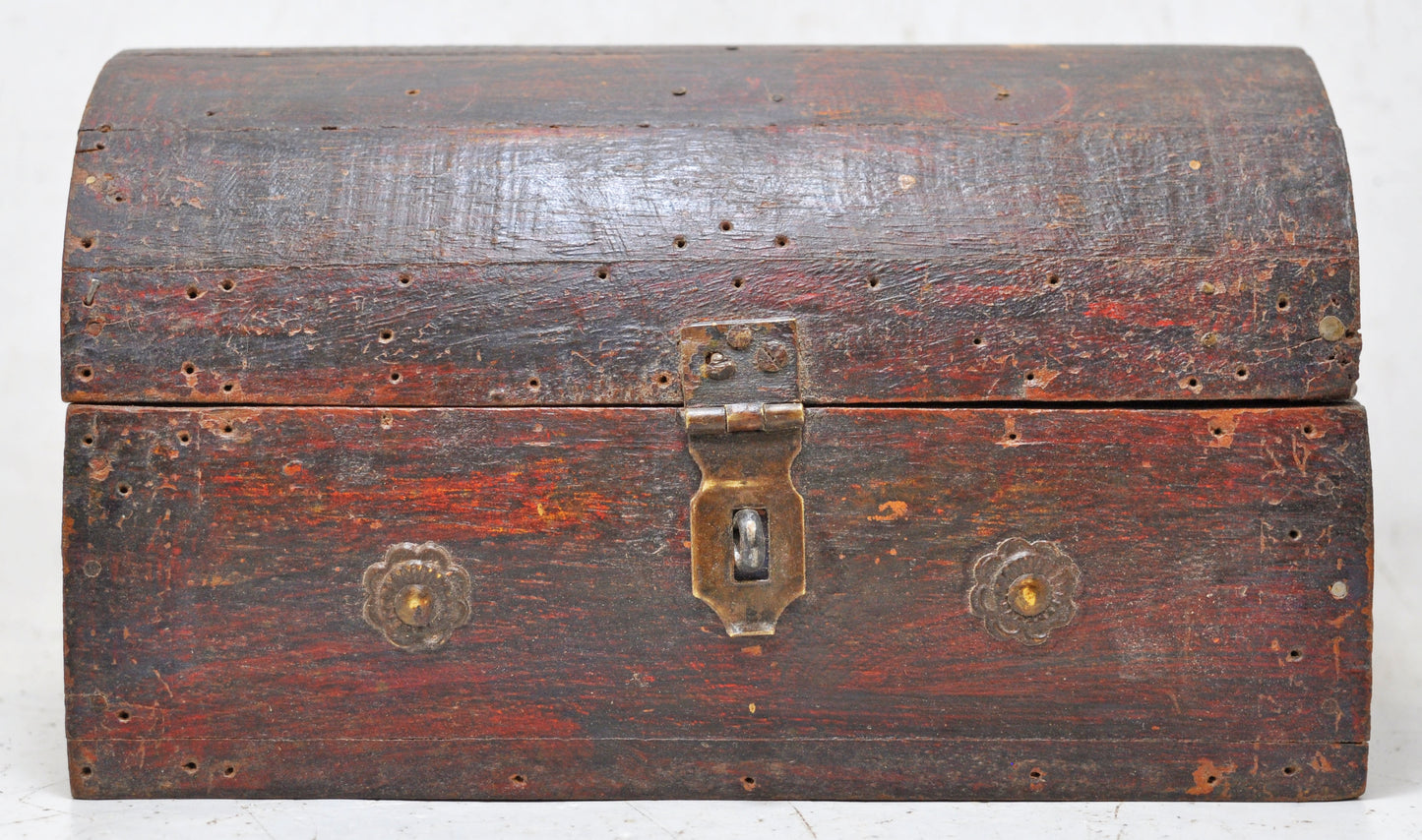 Vintage Wooden Half Round Storage Box Original Old Hand Crafted