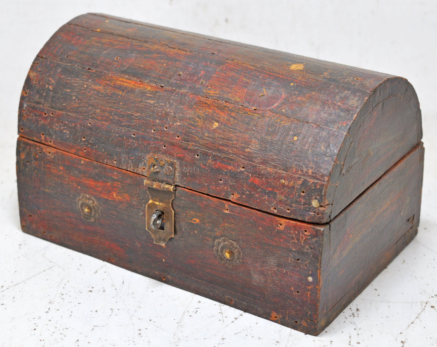 Vintage Wooden Half Round Storage Box Original Old Hand Crafted