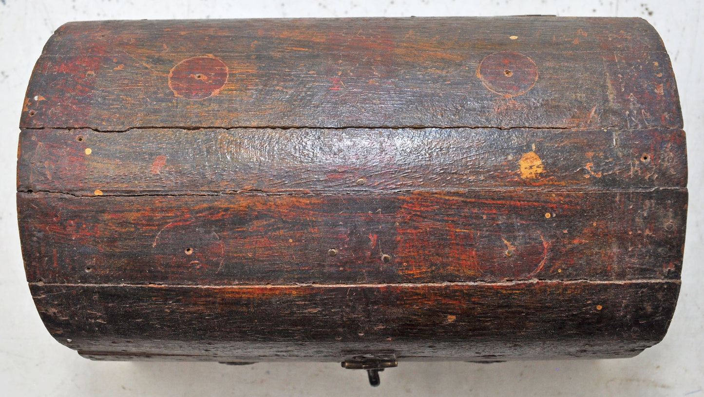 Vintage Wooden Half Round Storage Box Original Old Hand Crafted