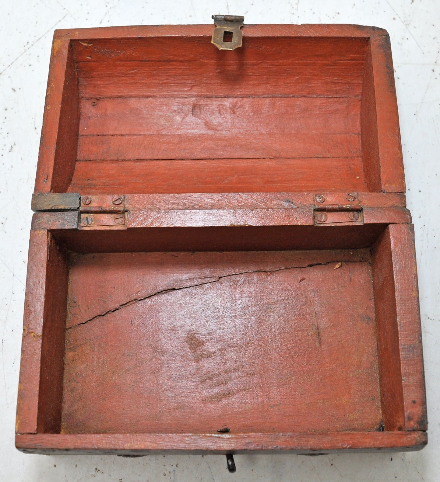 Vintage Wooden Half Round Storage Box Original Old Hand Crafted