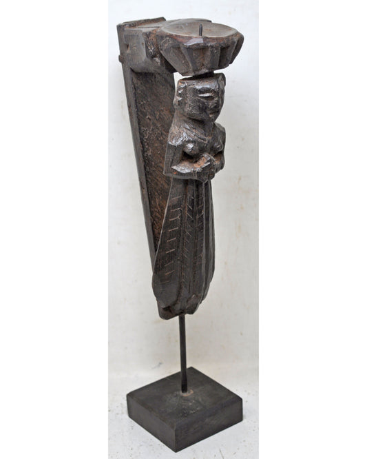 Antique Wooden Woman Lady Figurine Original Old Hand Carved