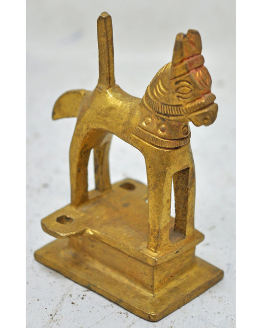 Antique Brass Standing Horse Figurine Original Old Hand Crafted Engraved