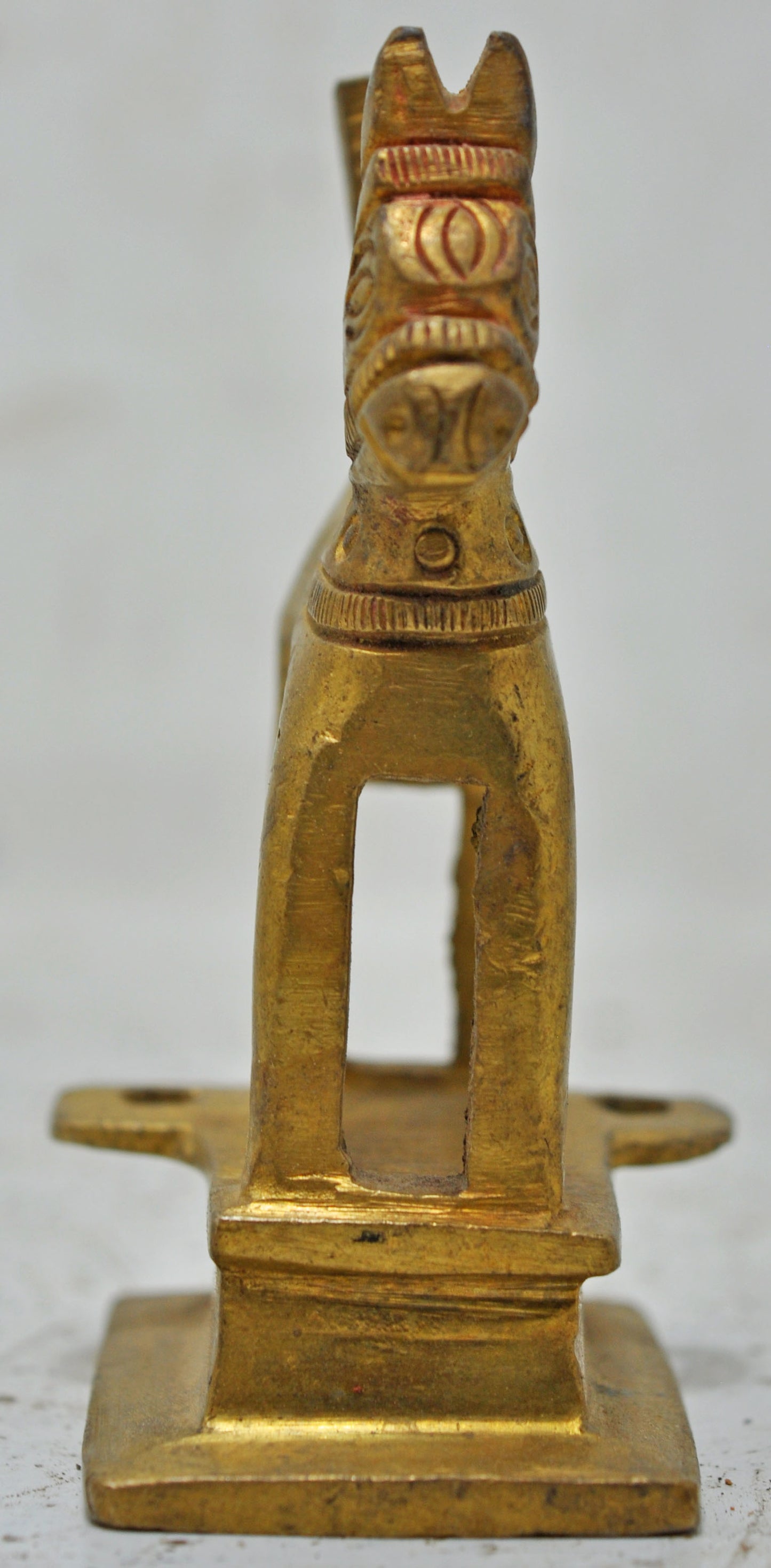 Antique Brass Standing Horse Figurine Original Old Hand Crafted Engraved