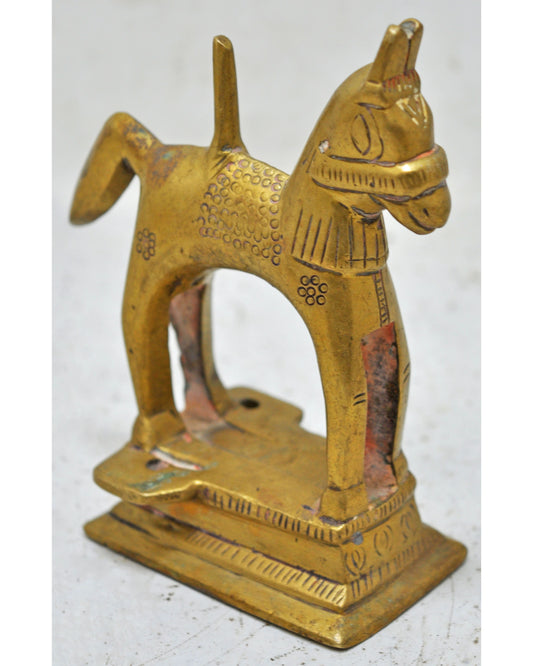 Antique Brass Standing Horse Figurine Original Old Hand Crafted Engraved