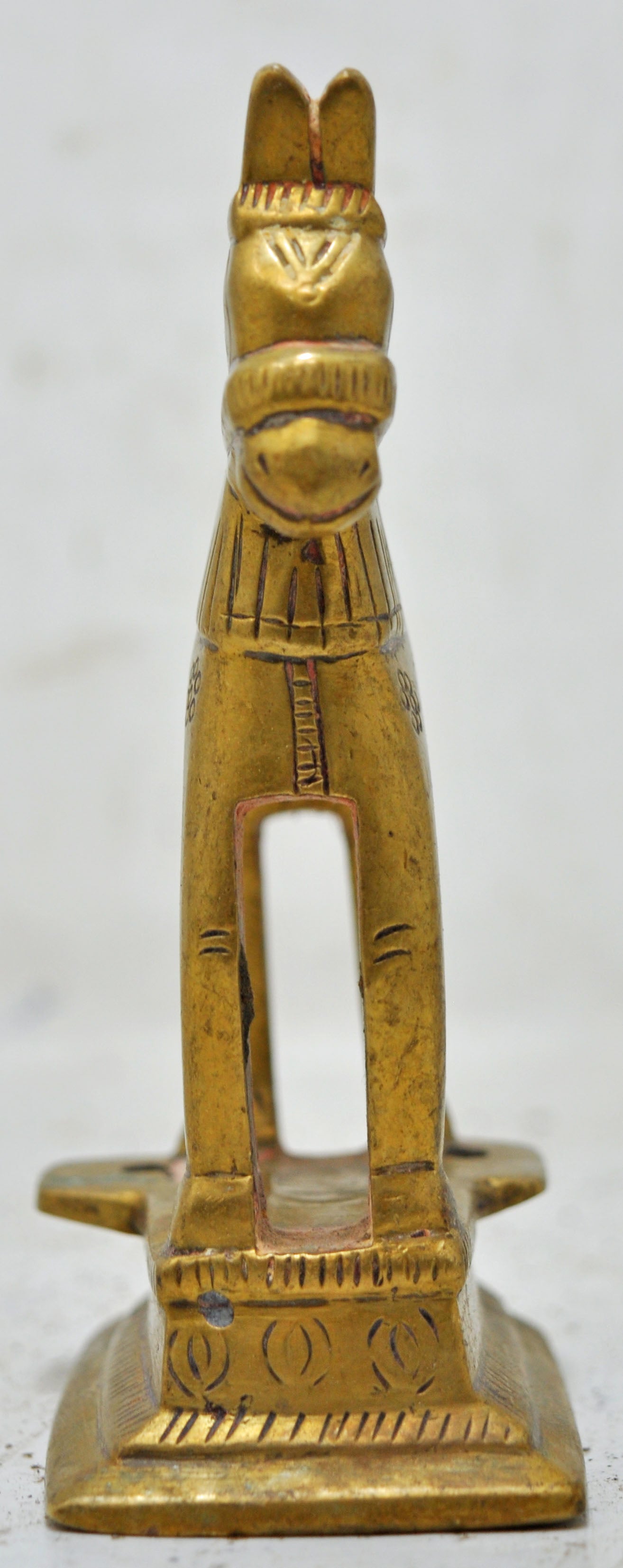 Antique Brass Standing Horse Figurine Original Old Hand Crafted Engraved