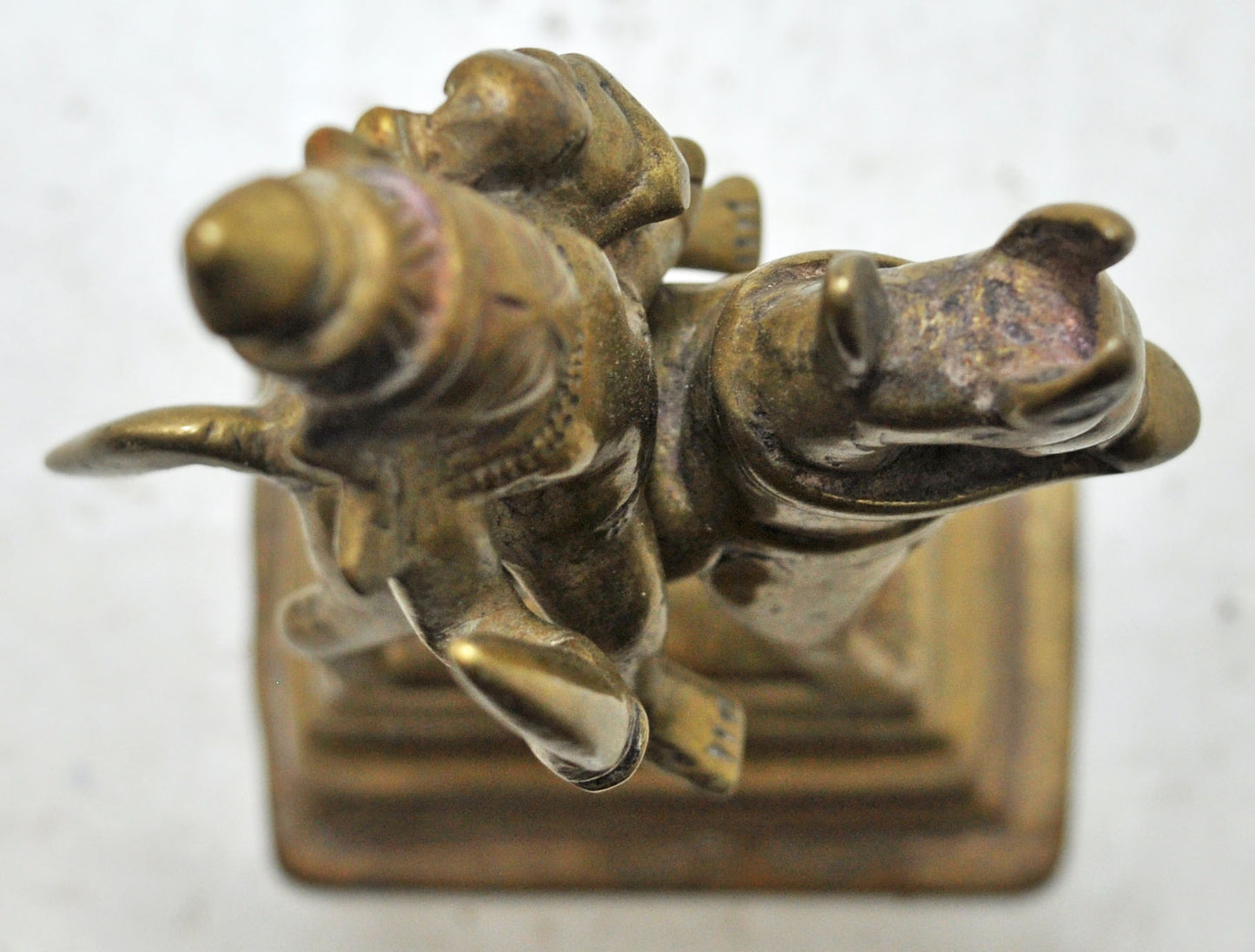 Antique Brass Horse With Rider Figurine Original Old Hand Crafted Engraved