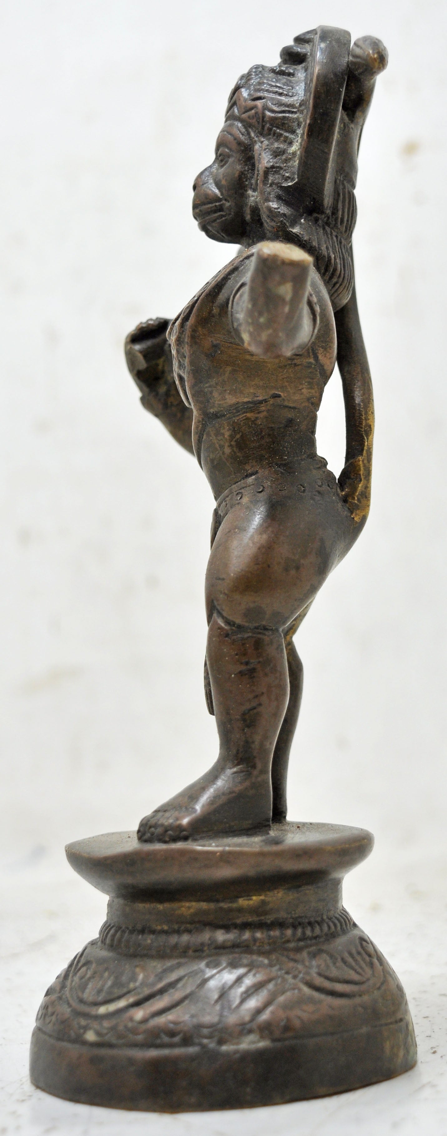 Antique Brass God Hanuman Idol Figurine Original Old Very Fine Hand Crafted Engraved