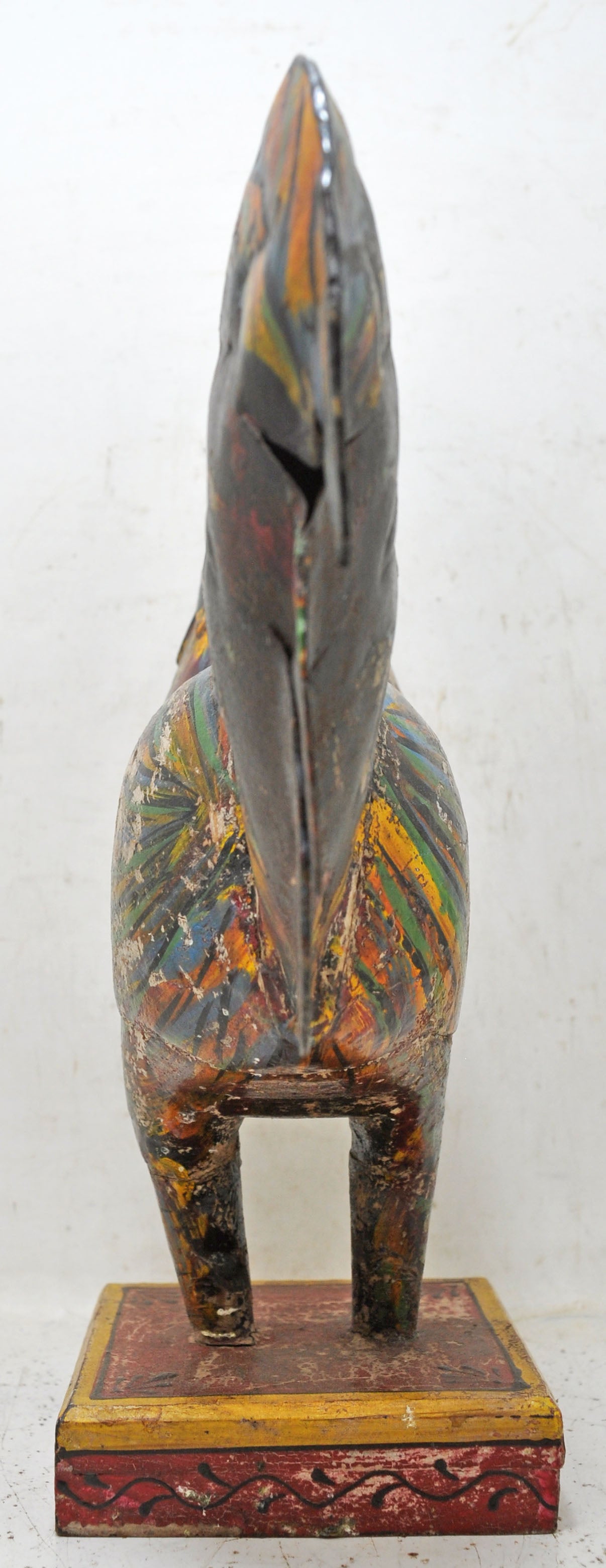 Hand Carved Wooden Iron Rooster Figurine Rustic Hand Painted