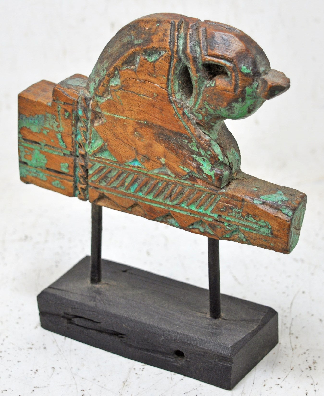 Antique Wooden Horse Head Bust Figurine Original Old Hand Carved