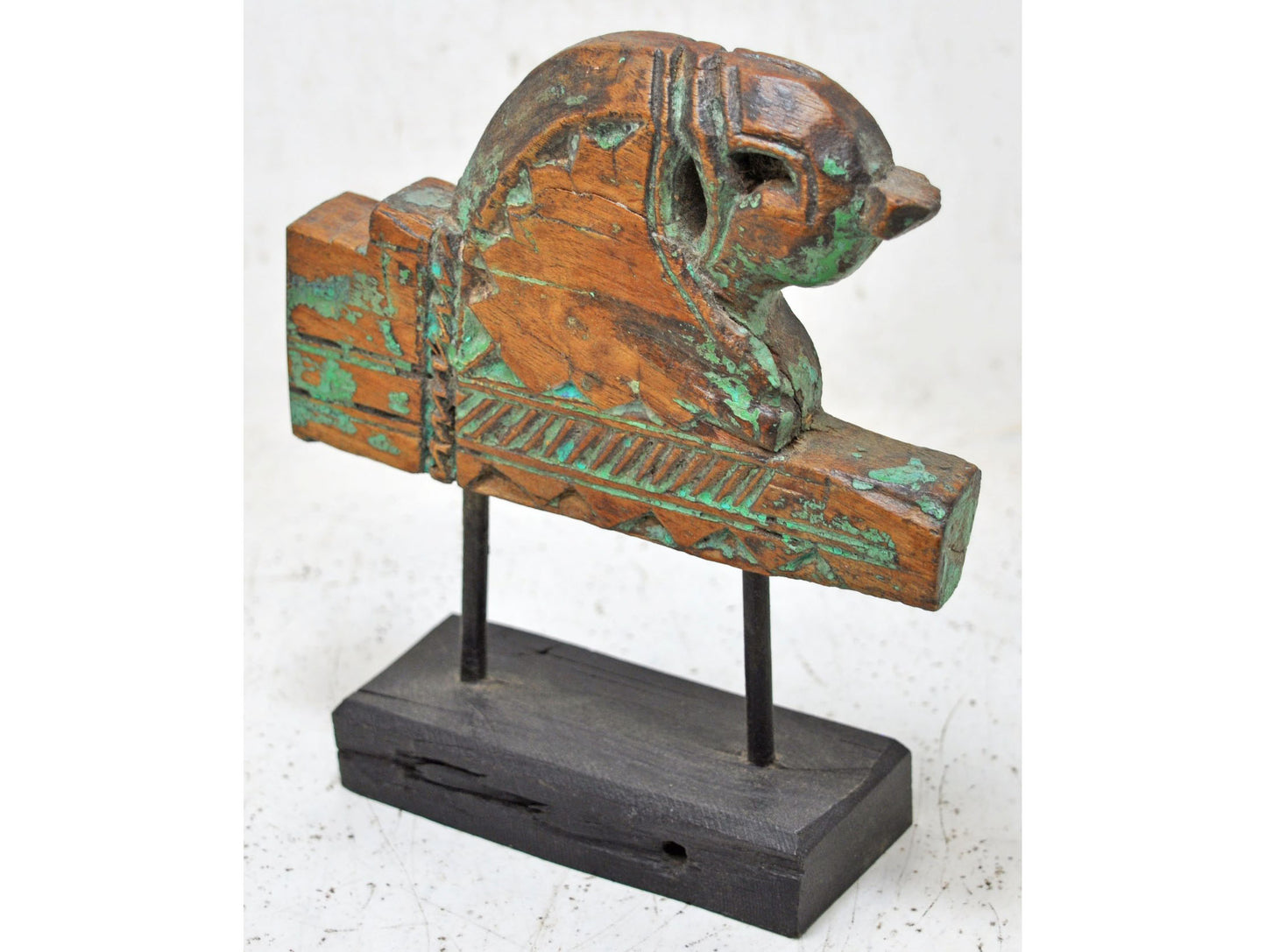 Antique Wooden Horse Head Bust Figurine Original Old Hand Carved