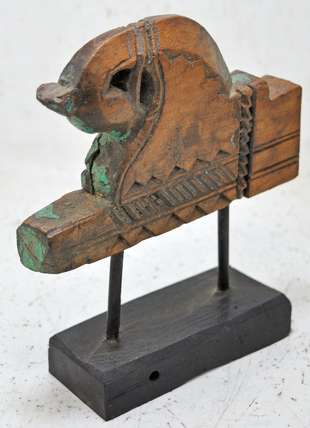 Antique Wooden Horse Head Bust Figurine Original Old Hand Carved