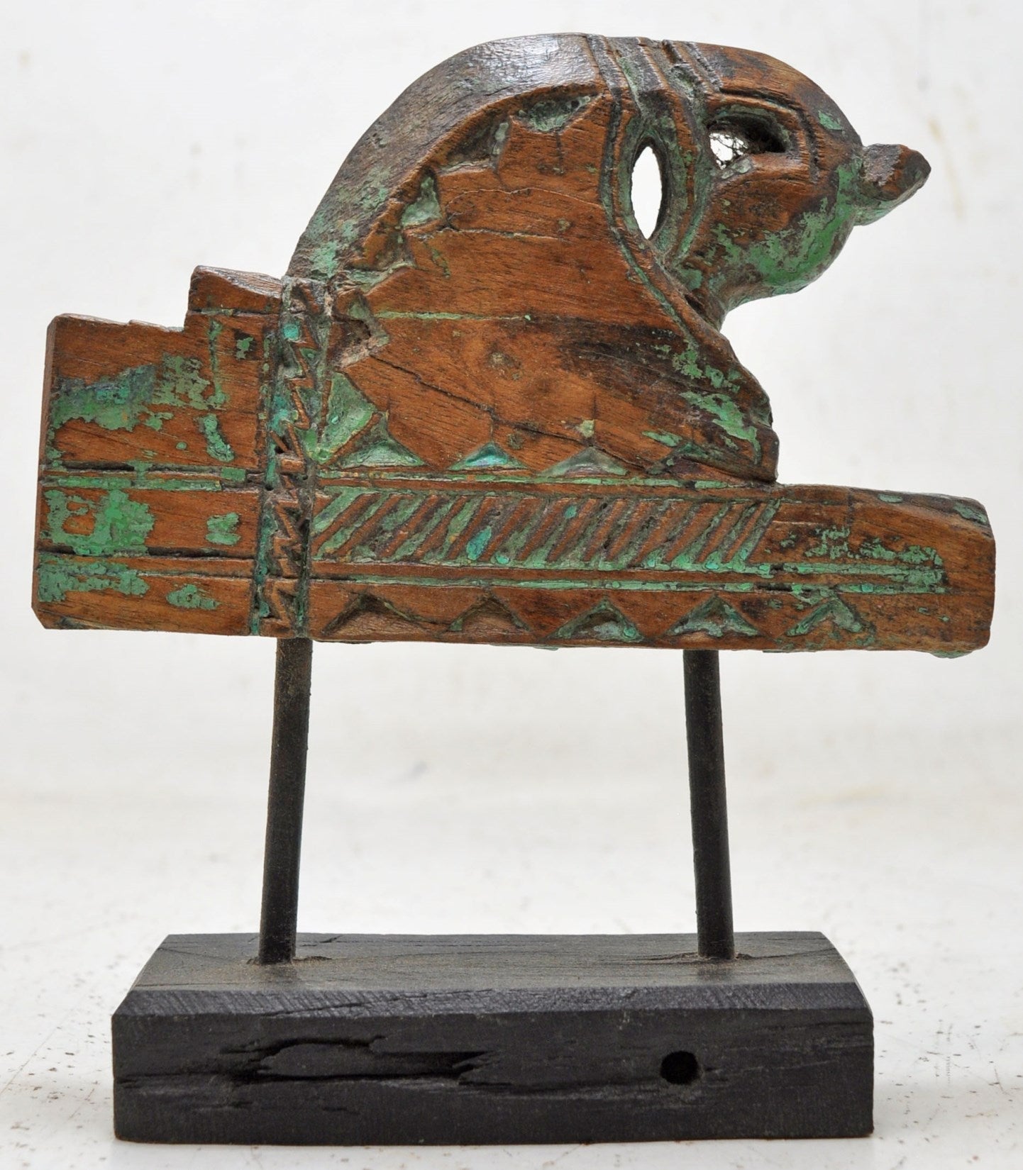 Antique Wooden Horse Head Bust Figurine Original Old Hand Carved