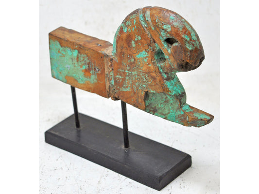 Antique Wooden Horse Head Bust Figurine Original Old Hand Carved