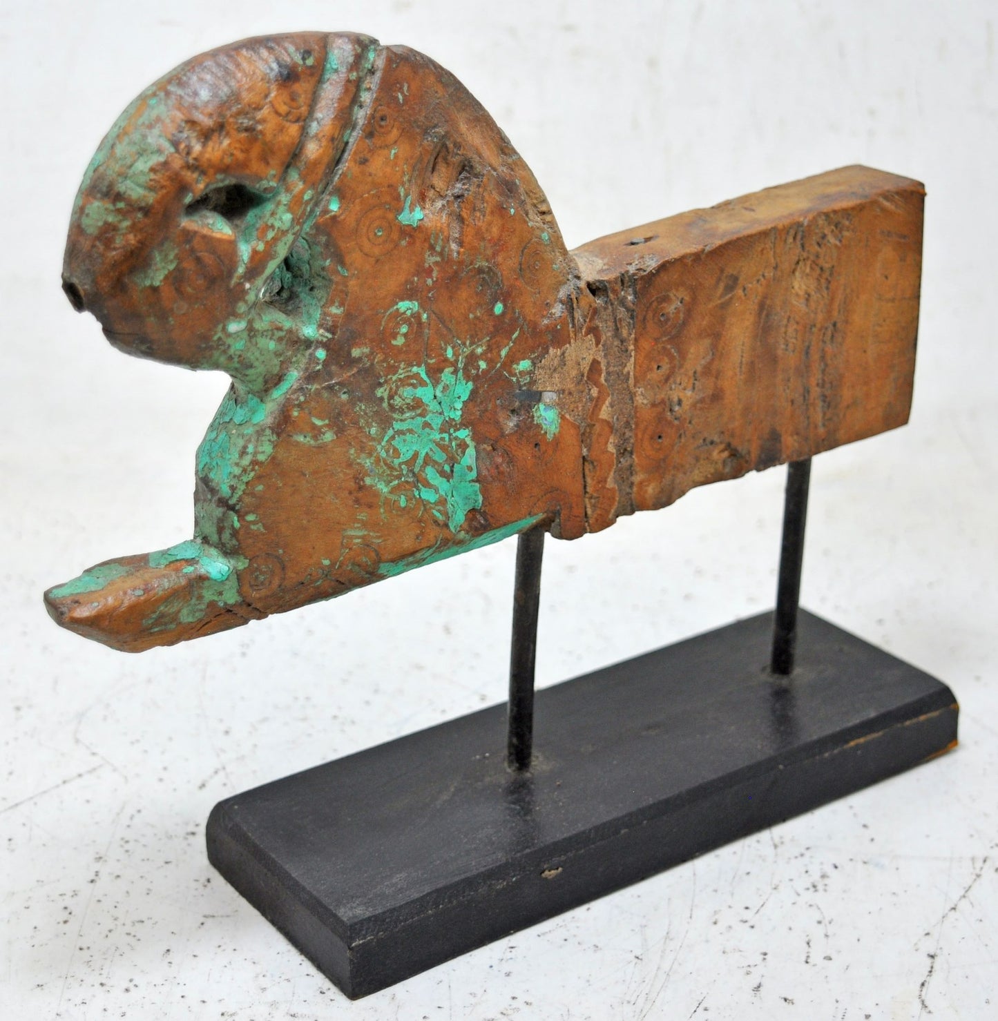 Antique Wooden Horse Head Bust Figurine Original Old Hand Carved