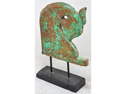 Antique Wooden Horse Head Bust Figurine Original Old Hand Carved