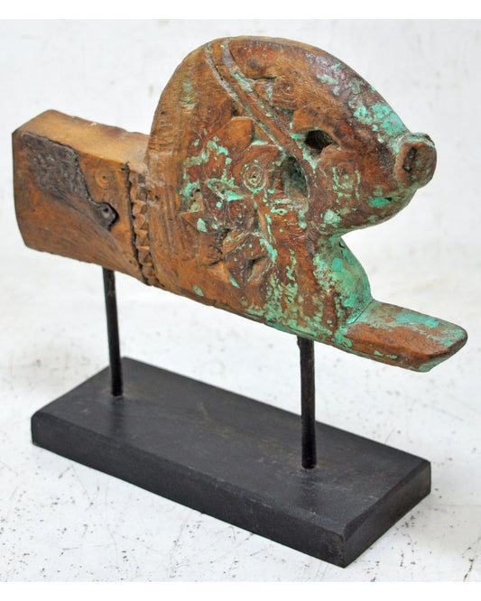 Antique Wooden Horse Head Bust Figurine Original Old Hand Carved