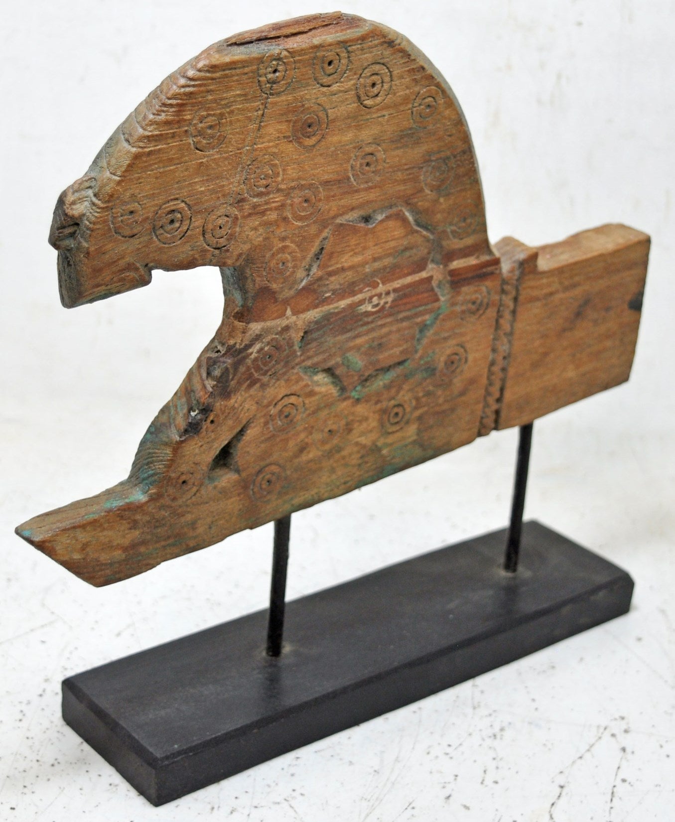Antique Wooden Horse Head Bust Figurine Original Old Hand Carved