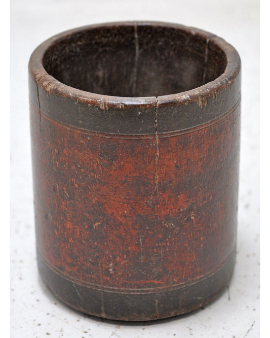 Antique Wooden Small Grain Measurement Paili Pot Original Old Hand Carved