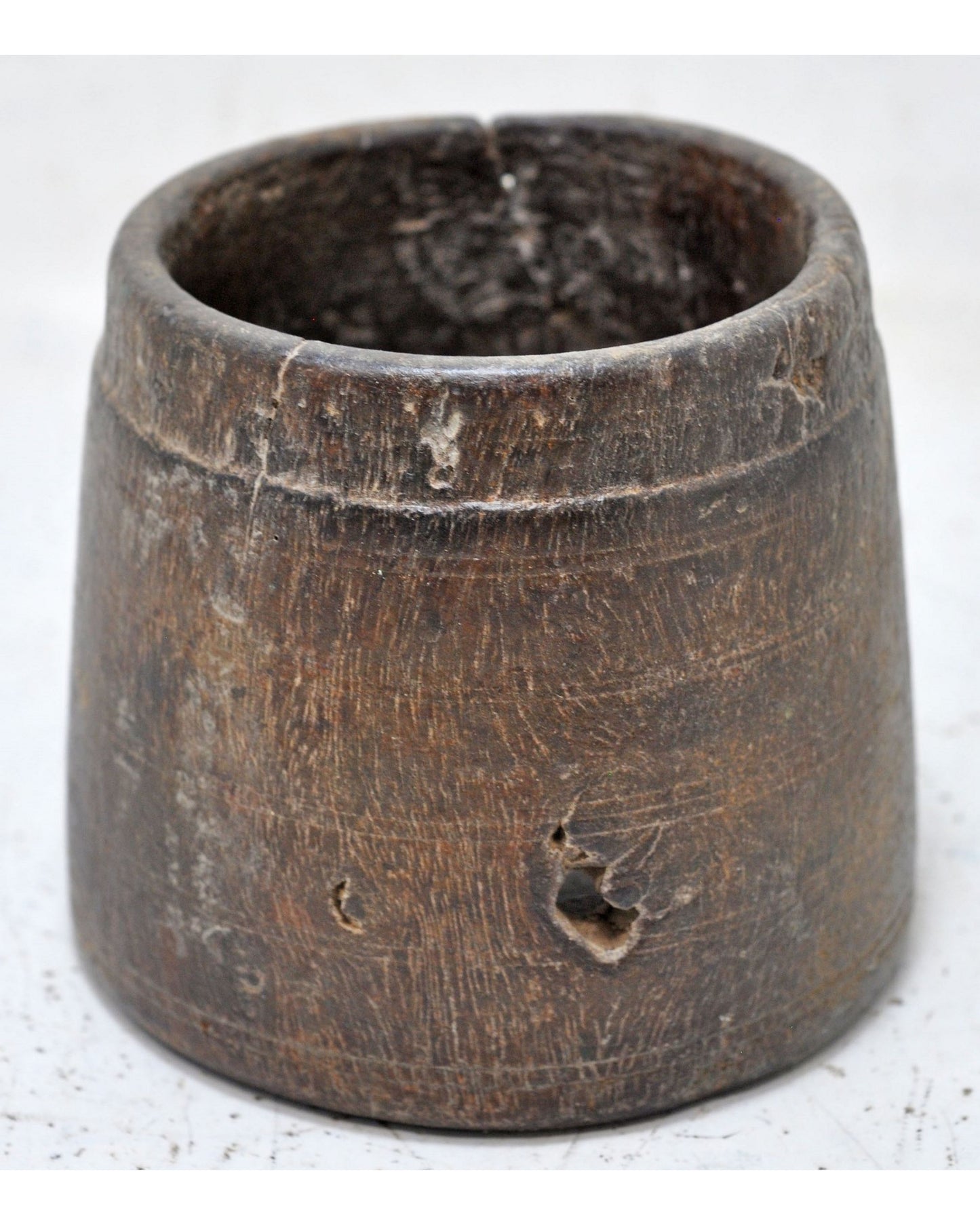 Antique Wooden Small Grain Measurement Paili Pot Original Old Hand Carved
