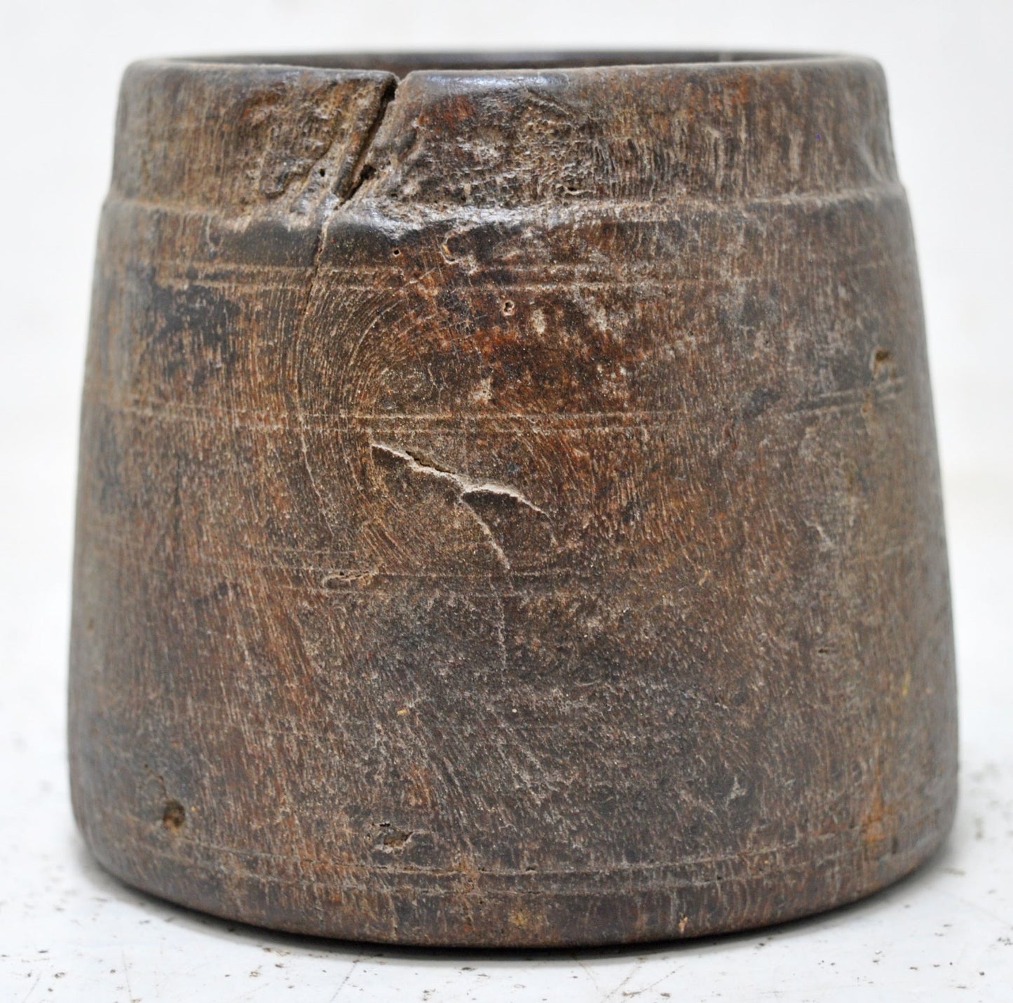 Antique Wooden Small Grain Measurement Paili Pot Original Old Hand Carved