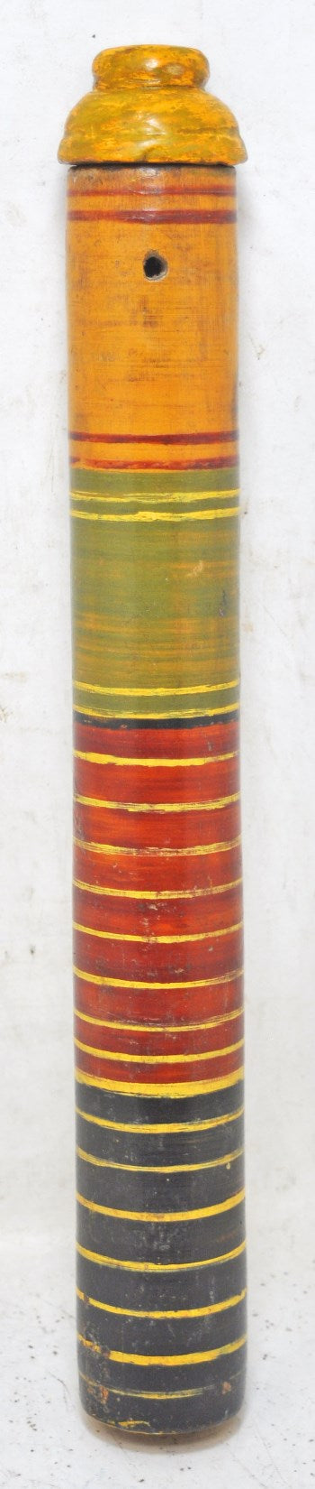 Antique Wooden Tall Round Scroll Message Box Original Old Hand Carved Painted