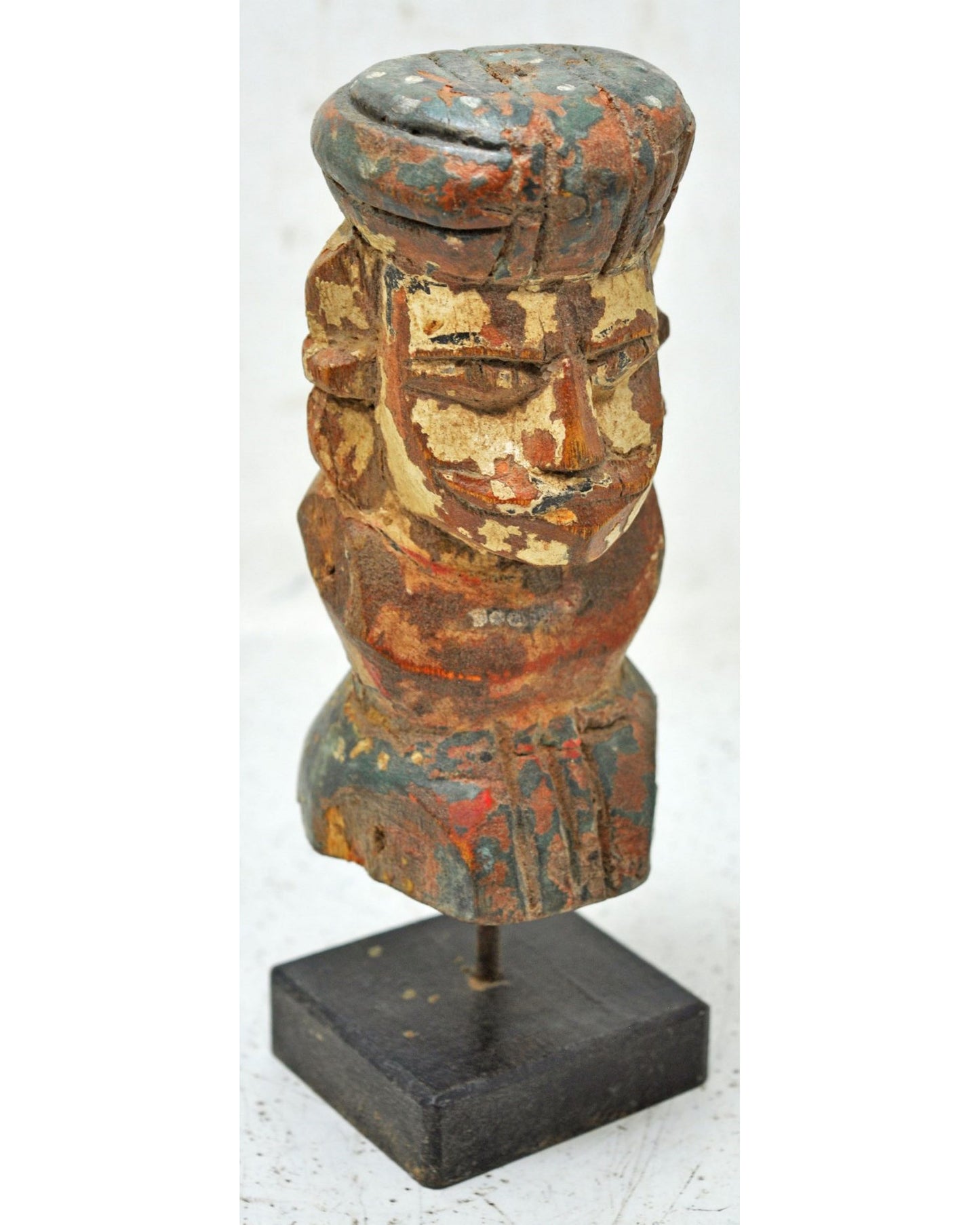 Vintage Wooden Man Figurine Original Old Hand Carved Painted