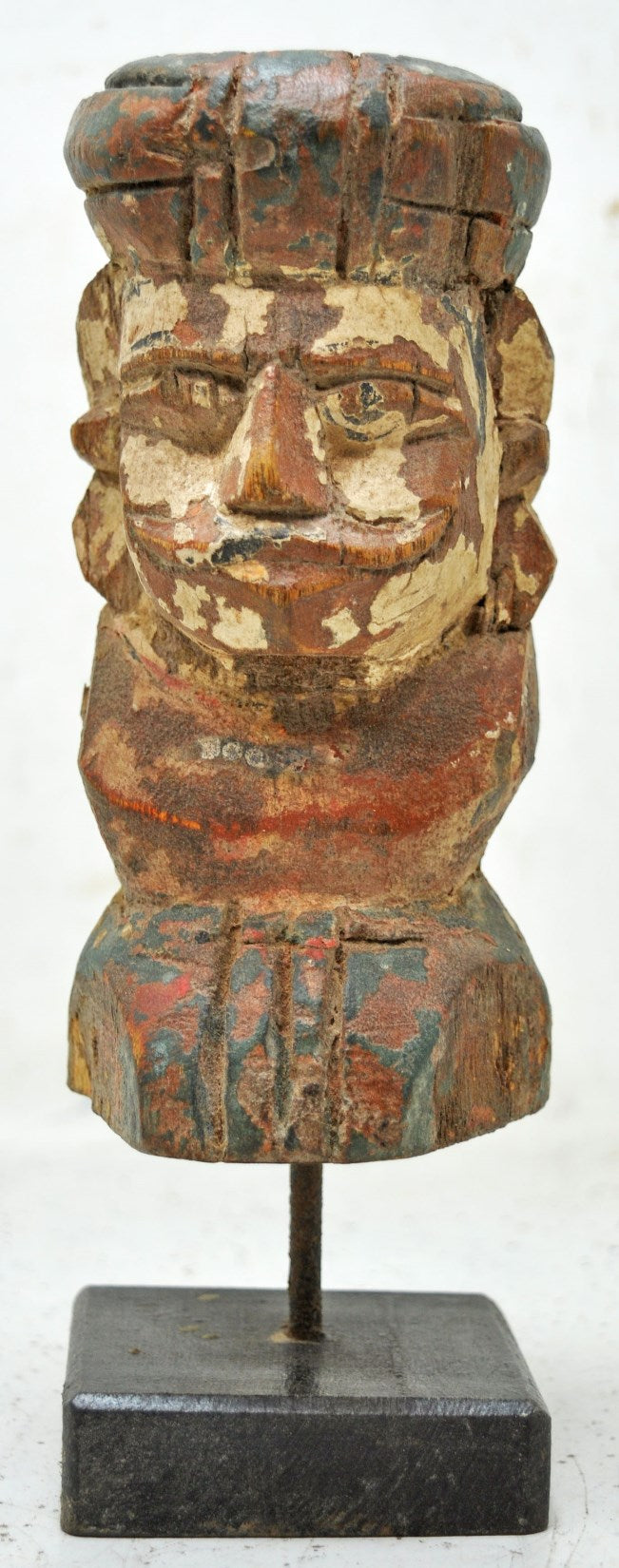 Vintage Wooden Man Figurine Original Old Hand Carved Painted